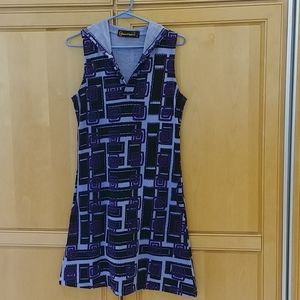 Hooded geometric print dress